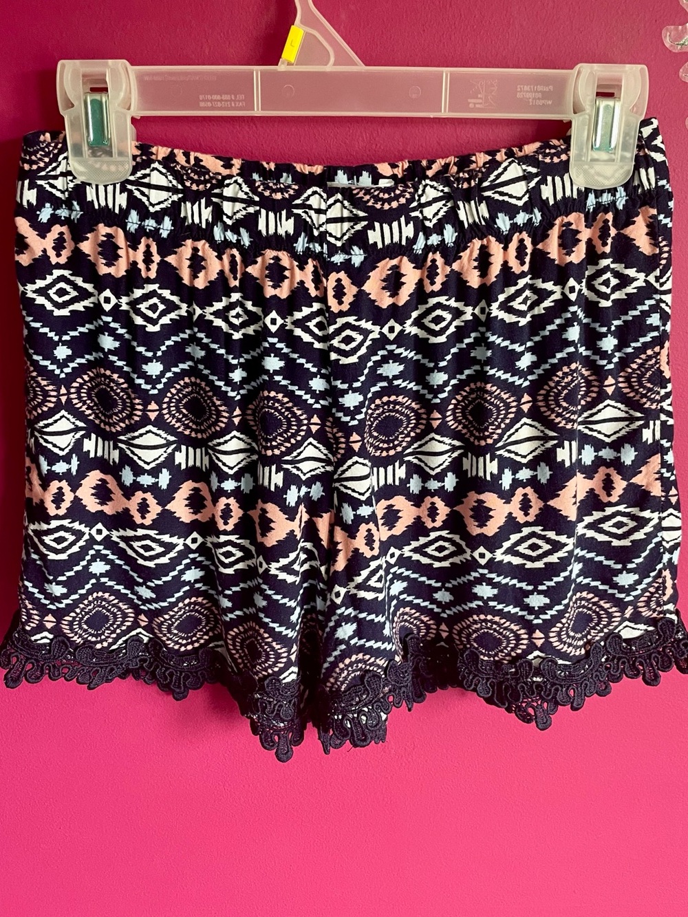 Navy Geometric High-Waist Shorts